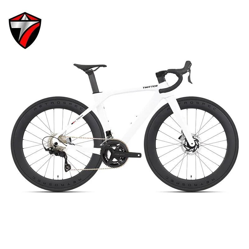 Bicicleta de carretera TWITTER T10pro 105 R7120-24S de fibra de carbono T800, freno de disco hidráulico R7070, juego de bielas huecas de aleación de aluminio SRAM RIVAL 34-50T