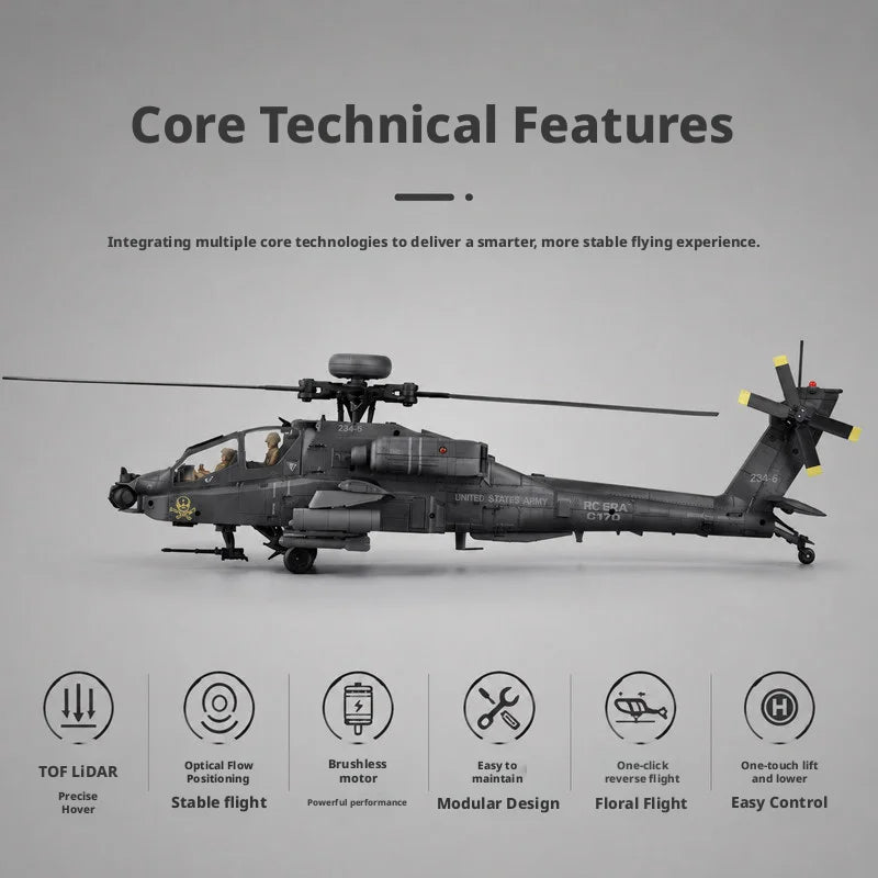 Helicóptero RC ERA C170 AH-64D Apache Militar, Escala 1:48, 6 Canales, Sin Alerón, Rotor Único, Mantenimiento de Altitud, Acrobacias, Avión RC para Adultos