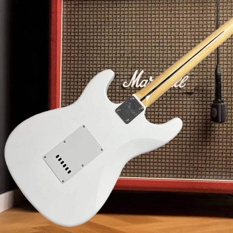 Guitarra eléctrica STS blanca, mástil de arce, cuerpo de madera de Paulownia, regalo de Año Nuevo, envío gratis