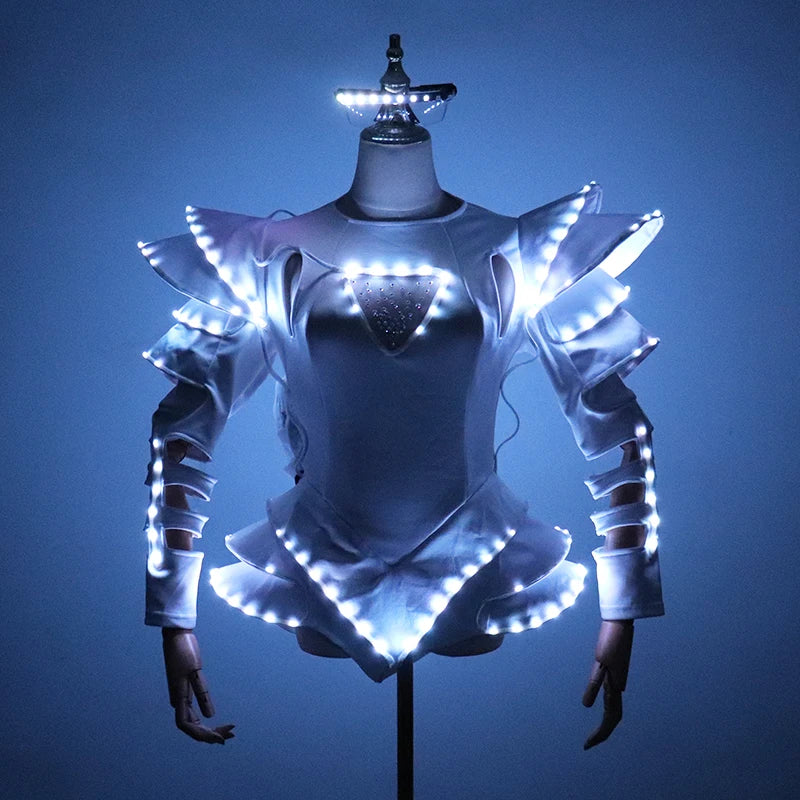 Traje luminoso LED a todo Color para mujer, ropa brillante, vestido tutú de Ballet LED para faldas de baile, fiesta de boda