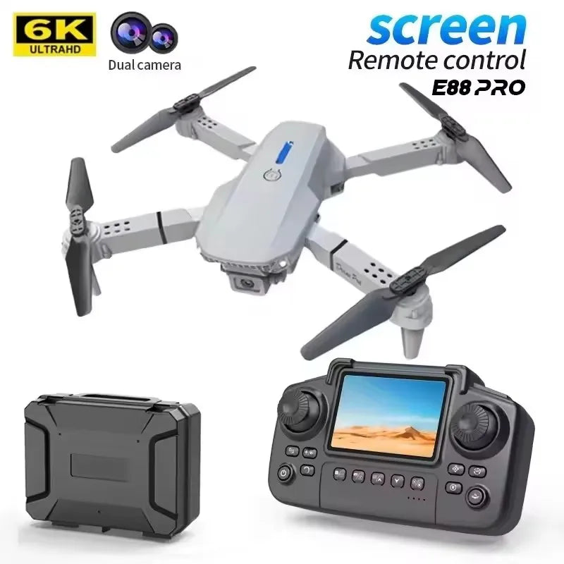 E88 Pro Dron Mejorado 4K Doble Cámara HD Fotografía Aérea Dron con Pantalla Quadcopter Plegable Juguete RC para Niños Regalos