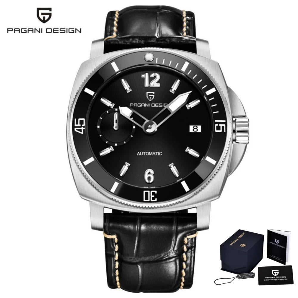 Reloj mecánico PAGANI DESIGN PD-1820 para hombre con fecha, totalmente de acero inoxidable, cristal de zafiro, luminoso, resistente al agua 10Bar, reloj automático