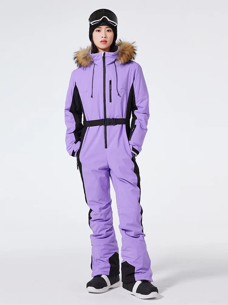 Traje de esquí de una pieza para mujer, monos gruesos de Snowboard para mujer, ropa transpirable impermeable a prueba de viento para invierno, traje de esquí
