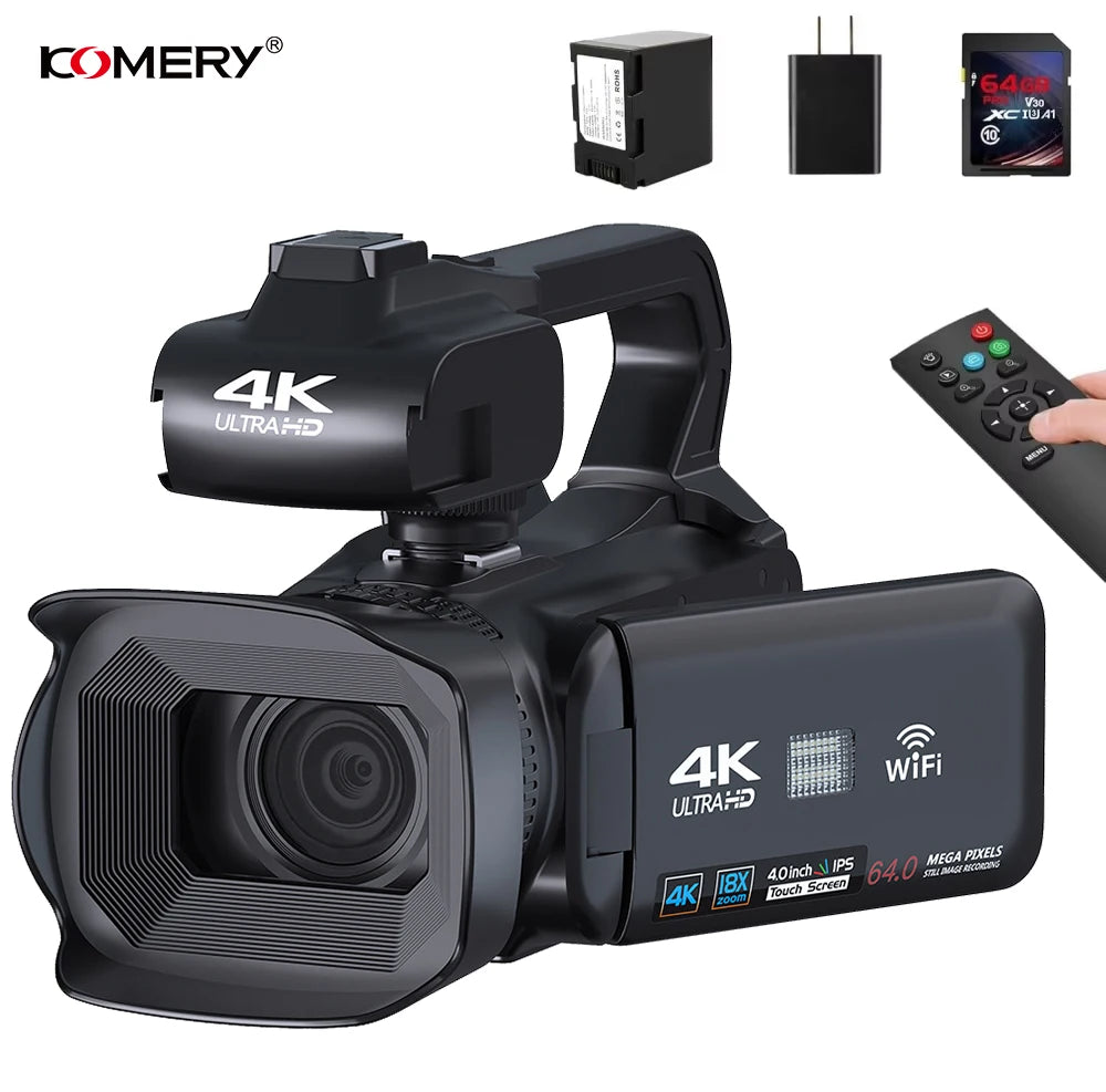 Cámara de vídeo profesional 4K para fotografía, Zoom Digital 18X, cámara Vlogging de visión nocturna, videocámara web WiFi de 64MP