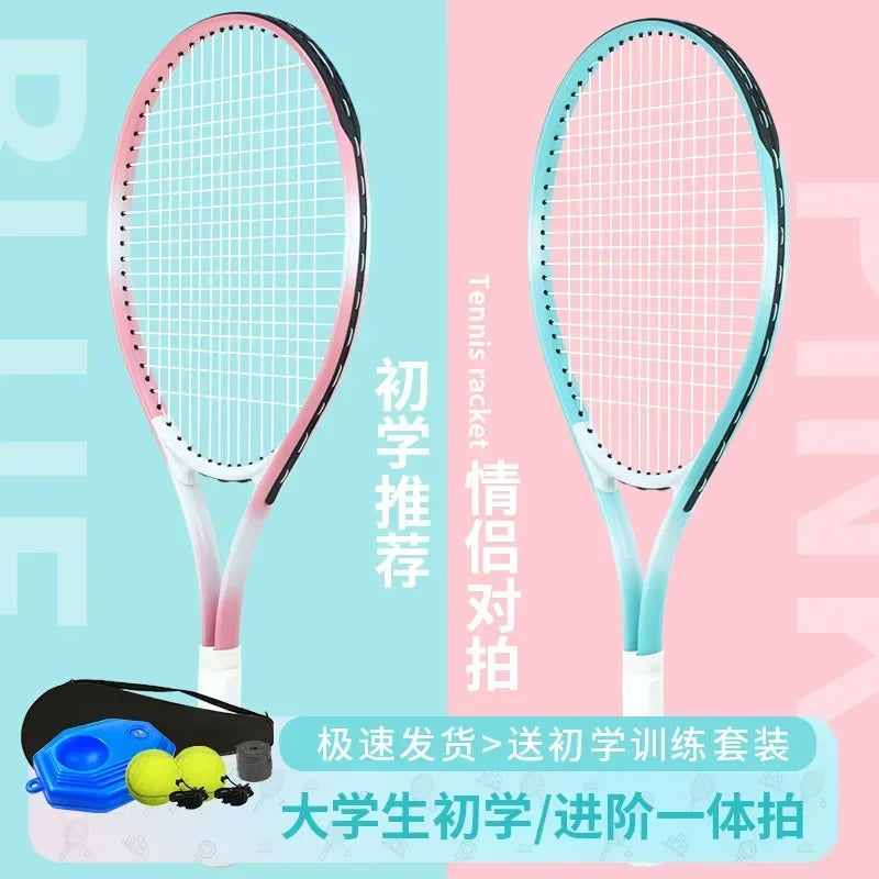 Entrenador individual de raqueta de tenis para principiantes con base de rebote de alambre