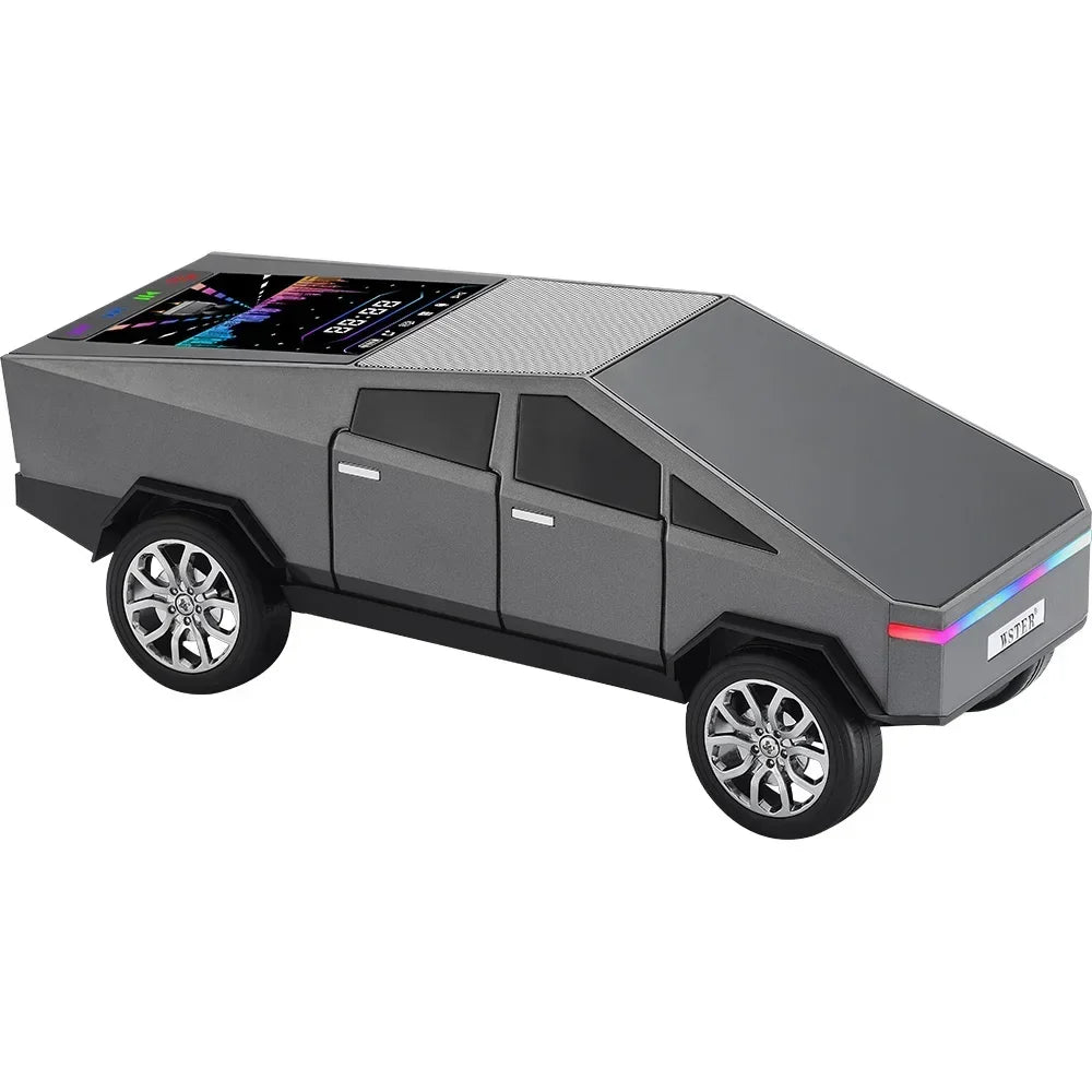 WS-580 Nuevo altavoz Bluetooth inalámbrico con forma de coche Cybertruck con TF, USB, FM, TWS, selfie, luz LED de colores y carga tipo C