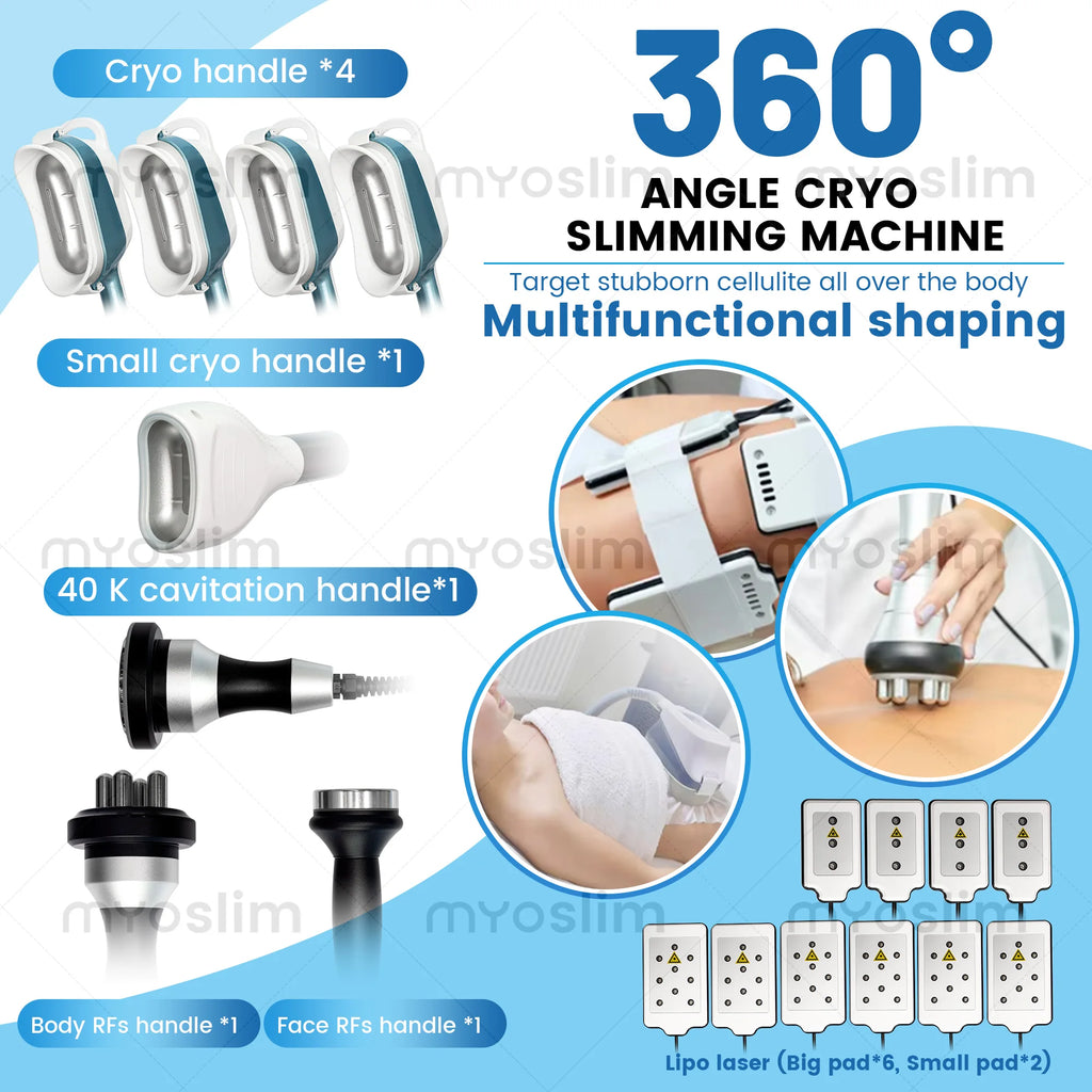 360 °   Criotermólisis 40K, Reducción de Grasa, Adelgazamiento Corporal, Pérdida de Peso por Radiofrecuencia, Congelación de Grasa, Eliminación de Celulitis, Sistema de Cavitación al Vacío