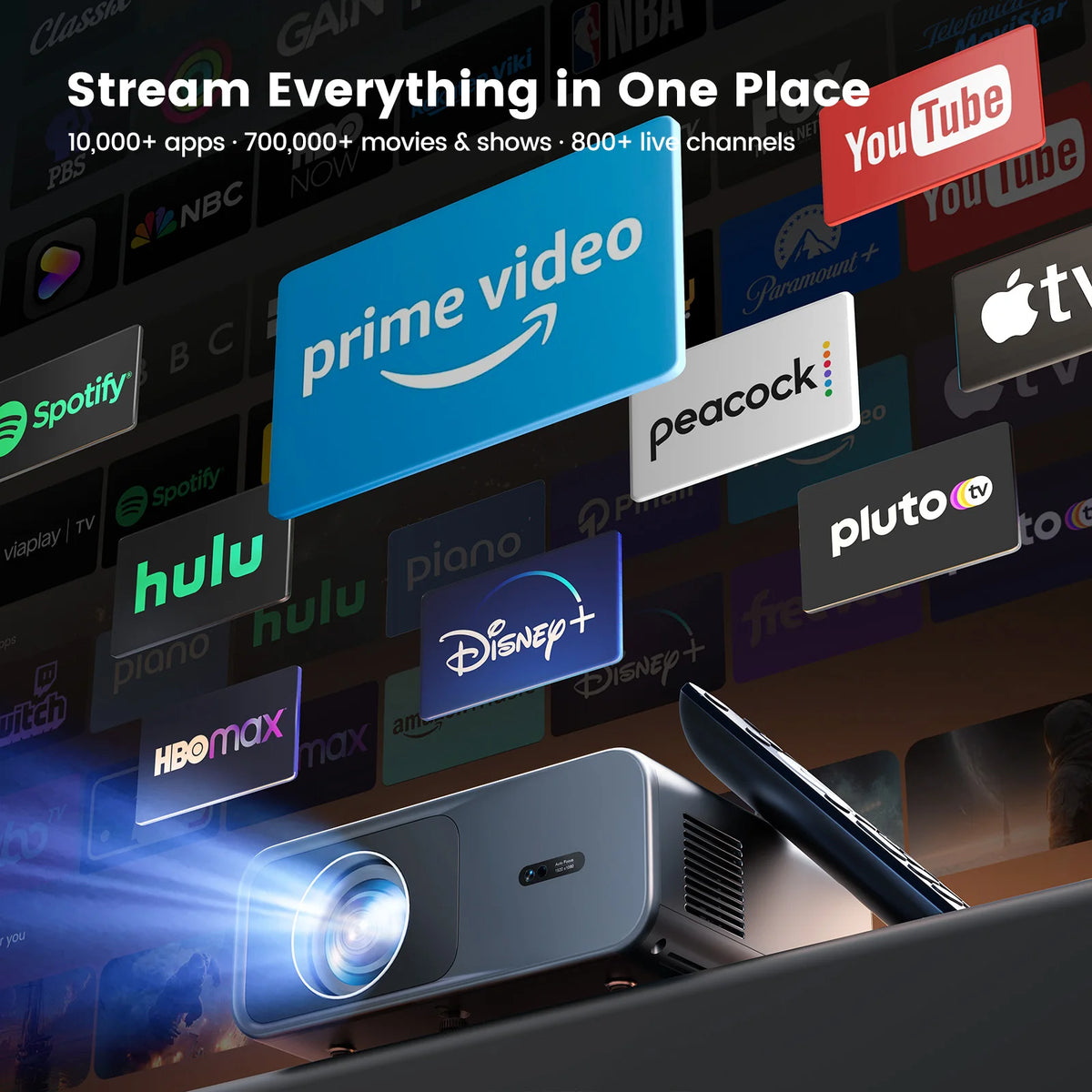 Proyector Inteligente Wimius G1 45000lumens 4K con Sistema Google TV, Enfoque Automático, Wifi, Alta Calidad, Full HD 1080P, Cine en Casa, Proyector de Haz para Películas