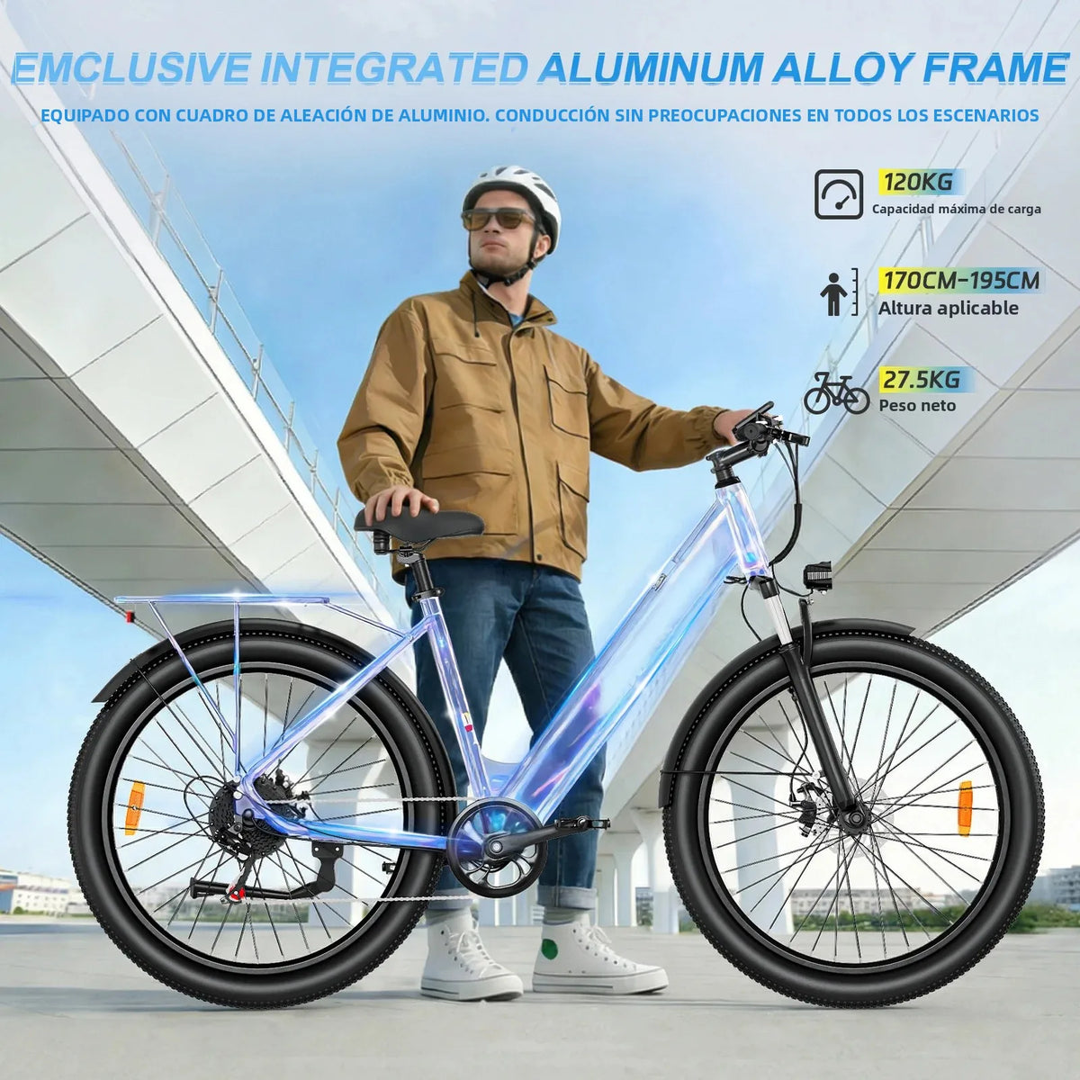 Bicicleta eléctrica ZAZAWORK C28 de 29 pulgadas, bicicleta eléctrica de largo alcance, motor de 250W, batería de 36V 20Ah, bicicleta eléctrica de 120km para adultos, bicicleta urbana de cercanías, frenos de disco mecánicos, con certificación CE