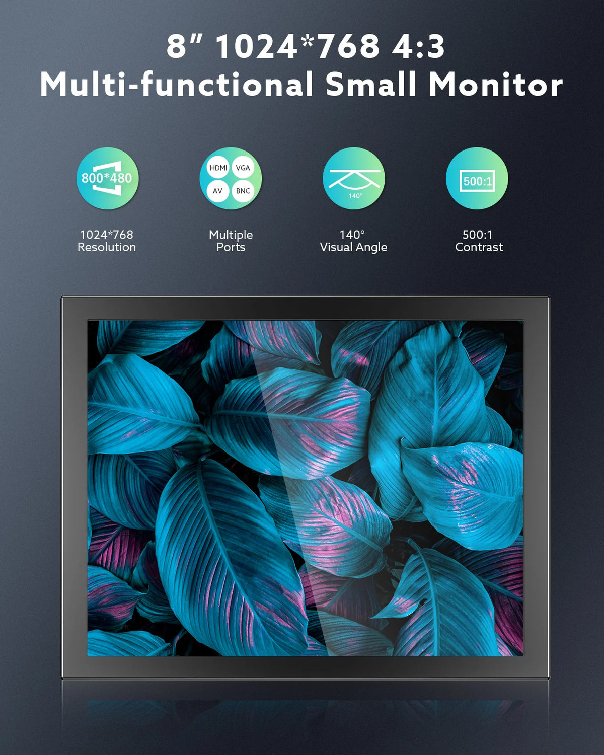 Eyoyo-Mini Monitor pequeño de 8 ", resolución de 1024x768, vista trasera de coche, pantalla LCD TFT con entrada de vídeo HDMI/VGA/AV para PC, DVD, DVR, CCD