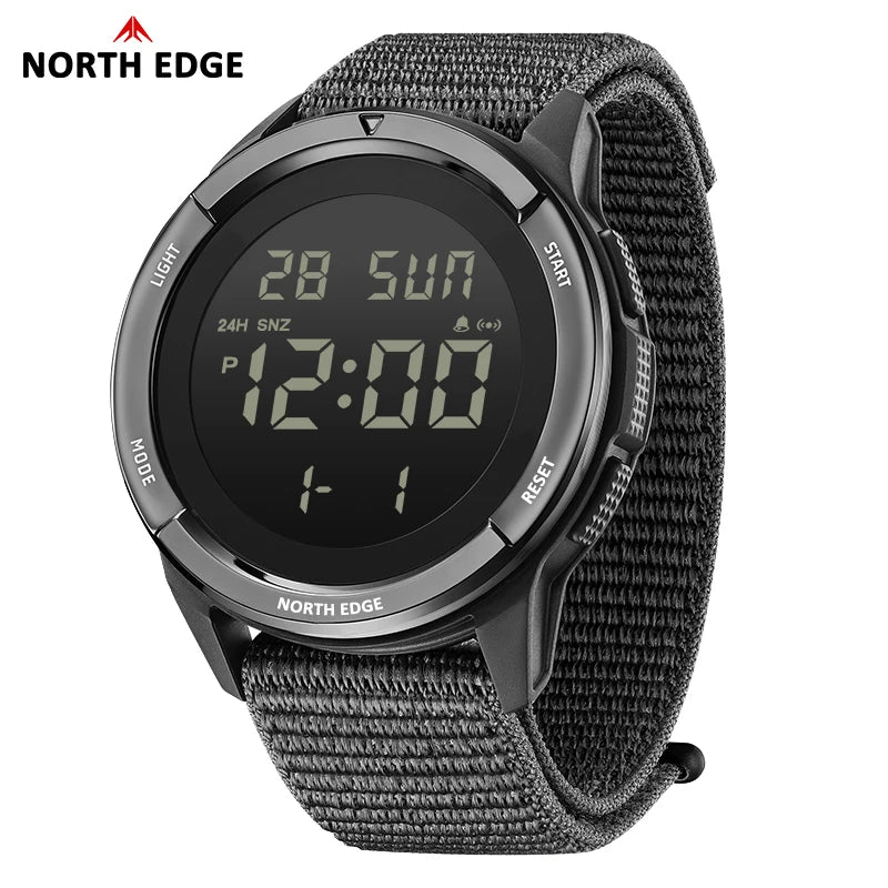 Reloj digital militar NORTH EDGE 2025 TERRAX para hombre, deportivo para exteriores, sumergible 50M, con cronómetro, cuenta atrás y luz.