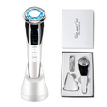 Dispositivo facial 4 en 1 con microcorriente, masaje refrescante, luz roja y azul, kit de masaje facial y de cuello con fotones para el cuidado de la piel en casa.