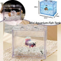 Mini acuario de acrílico caliente, pecera, caja para mascotas reptiles, acuario apilable, cilindro, paisaje, algas marinas para decoración de hogar y oficina