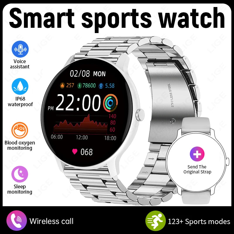 LIGE Nuevo Reloj Inteligente para Mujer Llamada Bluetooth Pronóstico del Tiempo en Tiempo Real Relojes Deportivos para Mujer Reloj Inteligente para Hombre y Mujer para Android iOS