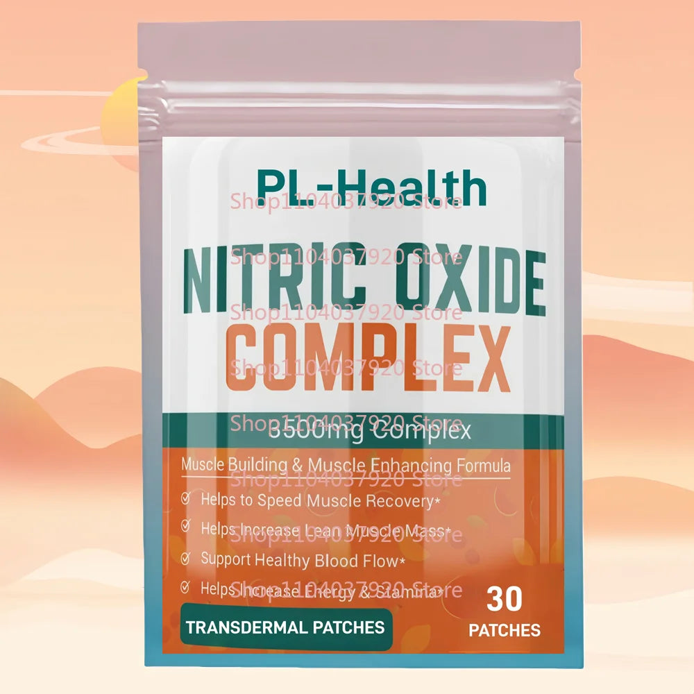 30 parches Parches transdermicos de óxido nítrico con l-arginina y malato de citrullina: energía, crecimiento muscular y soporte para la circulación