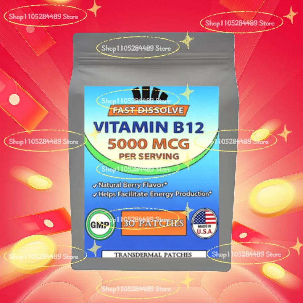 Parches Transdérmicos de Vitamina B12, Apoya la Producción de Energía, la Función Cerebral y el Metabolismo, 30 Parches