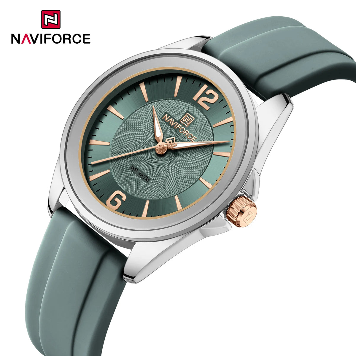 Reloj para mujer Naviforce 5068 elegante, de cuarzo, resistente al agua, con correa de silicona, ideal como regalo para damas