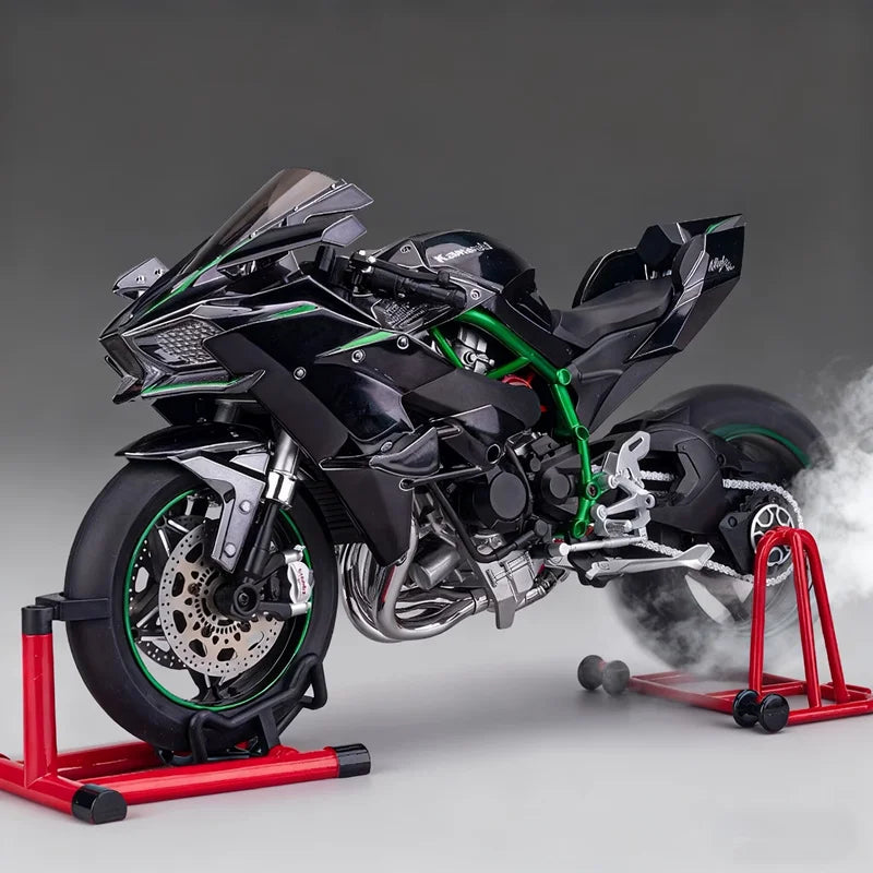 Key Control 1:9 H2 H2R Aleación Carreras Motocicleta Modelo Diecast Juguete Pista Deportes Motocicleta Modelo Sonido Luz Con Spray Regalo para Niños