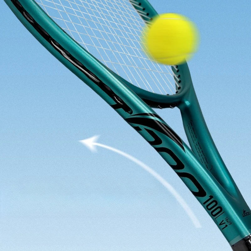 Raqueta de tenis de 27 pulgadas, fabricada íntegramente en fibra de carbono, resistente, ligera, de calidad profesional y fácil de transportar, ideal como equipo deportivo.