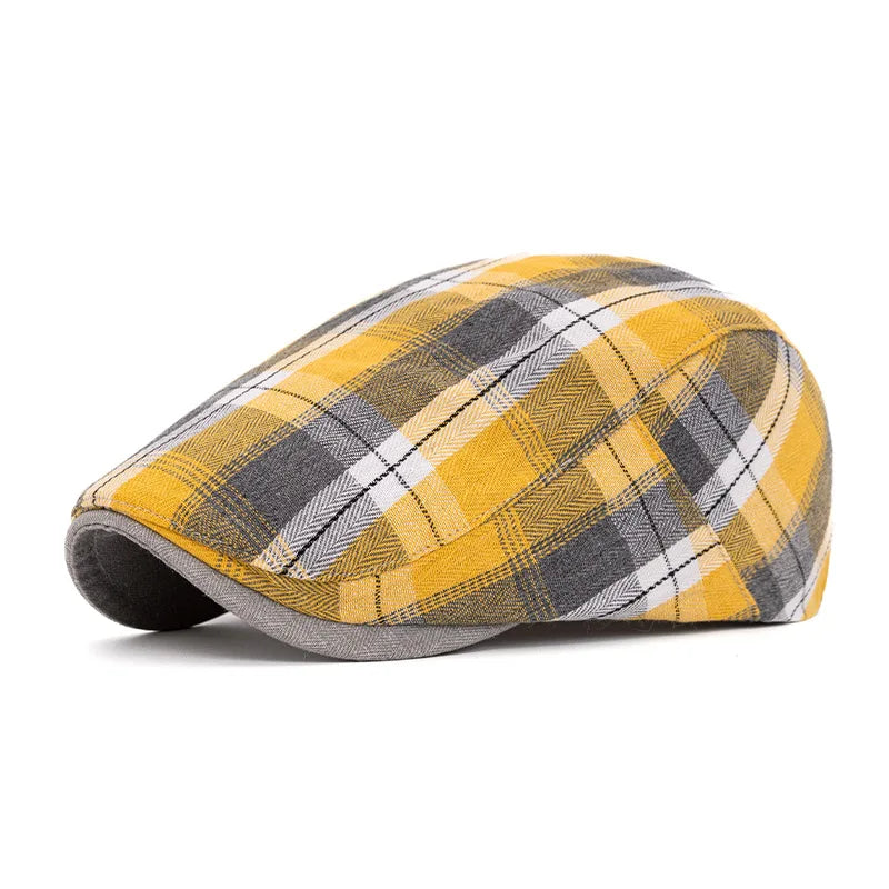 Boina de cuadros colorida para hombre y mujer, gorro artístico de estilo vanguardista, diseño fino, gorra tipo vendedor de periódicos retro británica para primavera y otoño