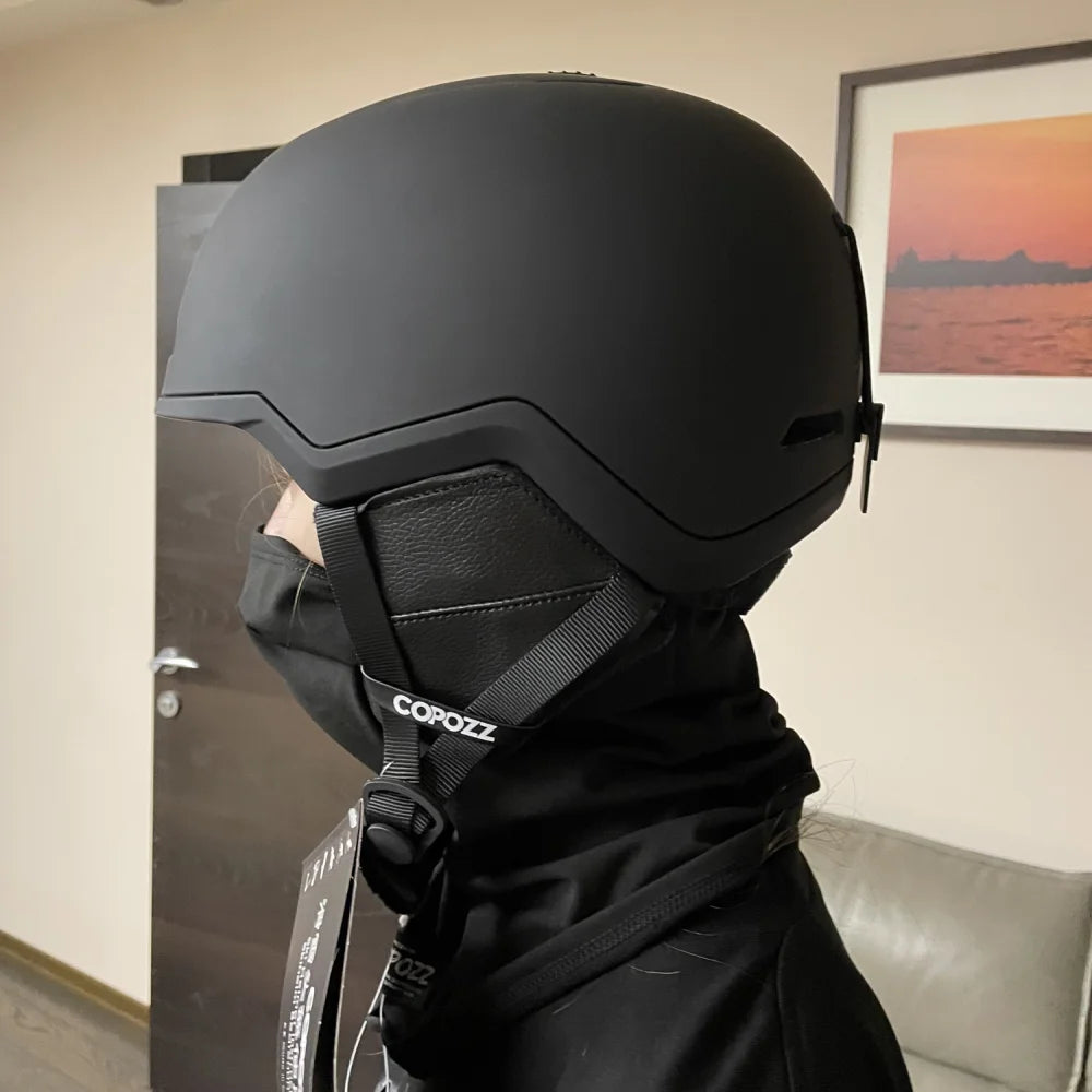 COPOZZ-casco de esquí para hombre y mujer, casco de Snowboard medio cubierto y antiimpacto para adultos y niños, casco de esquí de seguridad para monopatín