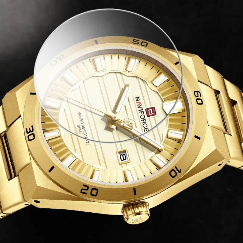 Reloj de cuarzo para hombre NAVIFORCE, original, resistente al agua, reloj de pulsera para hombre, correa de acero, cuarzo, visualización de fecha, luminoso, reloj de moda para hombre