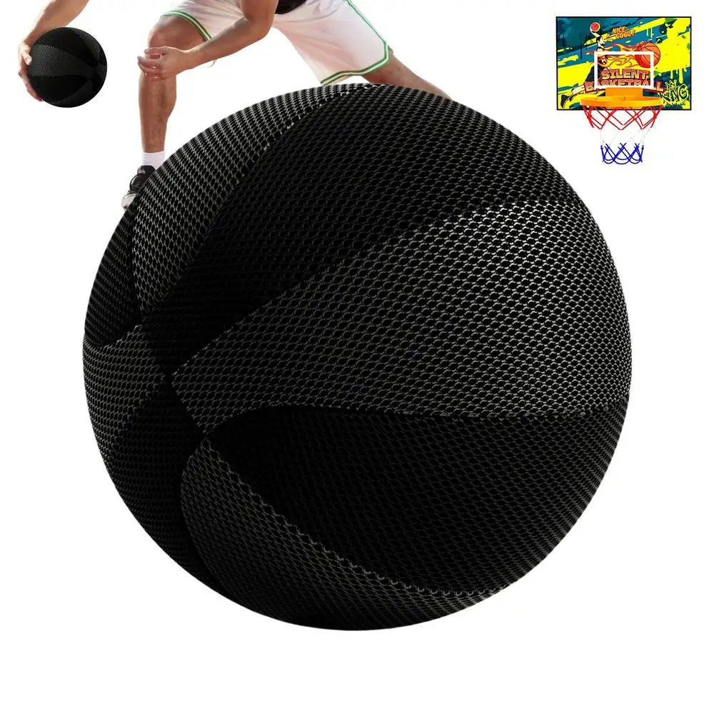 Balón de baloncesto silencioso de 24 cm, elástico, con aro, para interiores, para entrenamiento de adolescentes y adultos, para juegos deportivos en interiores y exteriores.