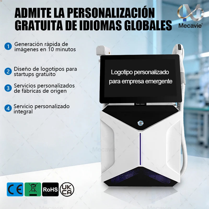 Máquina Láser de Diodo Profesional Soprano 2 en 1 de 5000W 755/808/830/940/1064nm para Depilación y Eliminación de Tatuajes con Sistema de Enfriamiento por Hielo