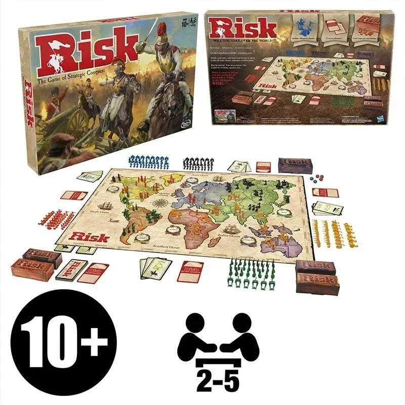 Juego de mesa Risk - Juego de conquista estratégica - De 2 a 5 jugadores - Juegos de mesa familiares - A partir de 10 años