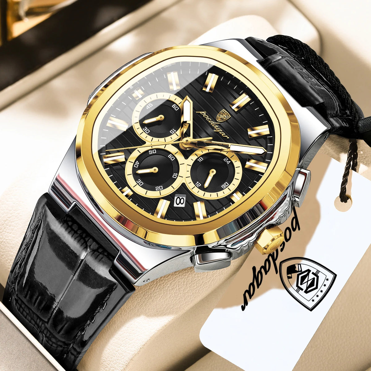 POEDAGAR Sports Top Men Watch Waterproof Luminous Date Chronograph Man Wristwatch Leather Casual Quartz Men’s Watches Male Reloj
