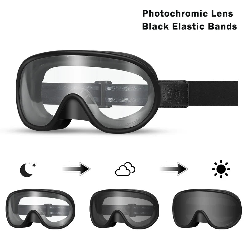BOLLFO-gafas fotocromáticas Vintage para motocicleta, equipo de equitación para Motocross, UV400, antiniebla, para esquí, moto de nieve y Snowboard