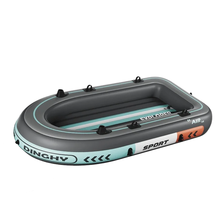 Kayak Inflable para Dos Personas, Bote de Pesca de PVC Reforzado, Plataforma Elevada, Resistente al Desgaste, Portátil, para Deportes Acuáticos al Aire Libre
