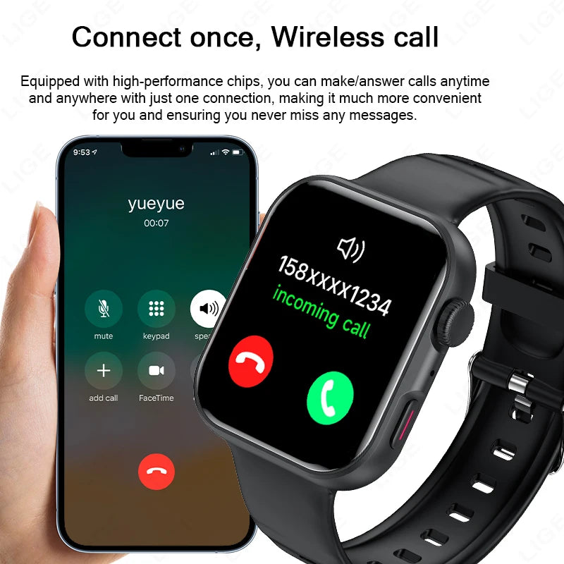 Reloj inteligente LIGE con pantalla HD de 1.83", para hombre y mujer, llamadas por Bluetooth, deportes, fitness, monitor de frecuencia cardíaca y oxígeno en sangre, smartwatch para hombre 2026