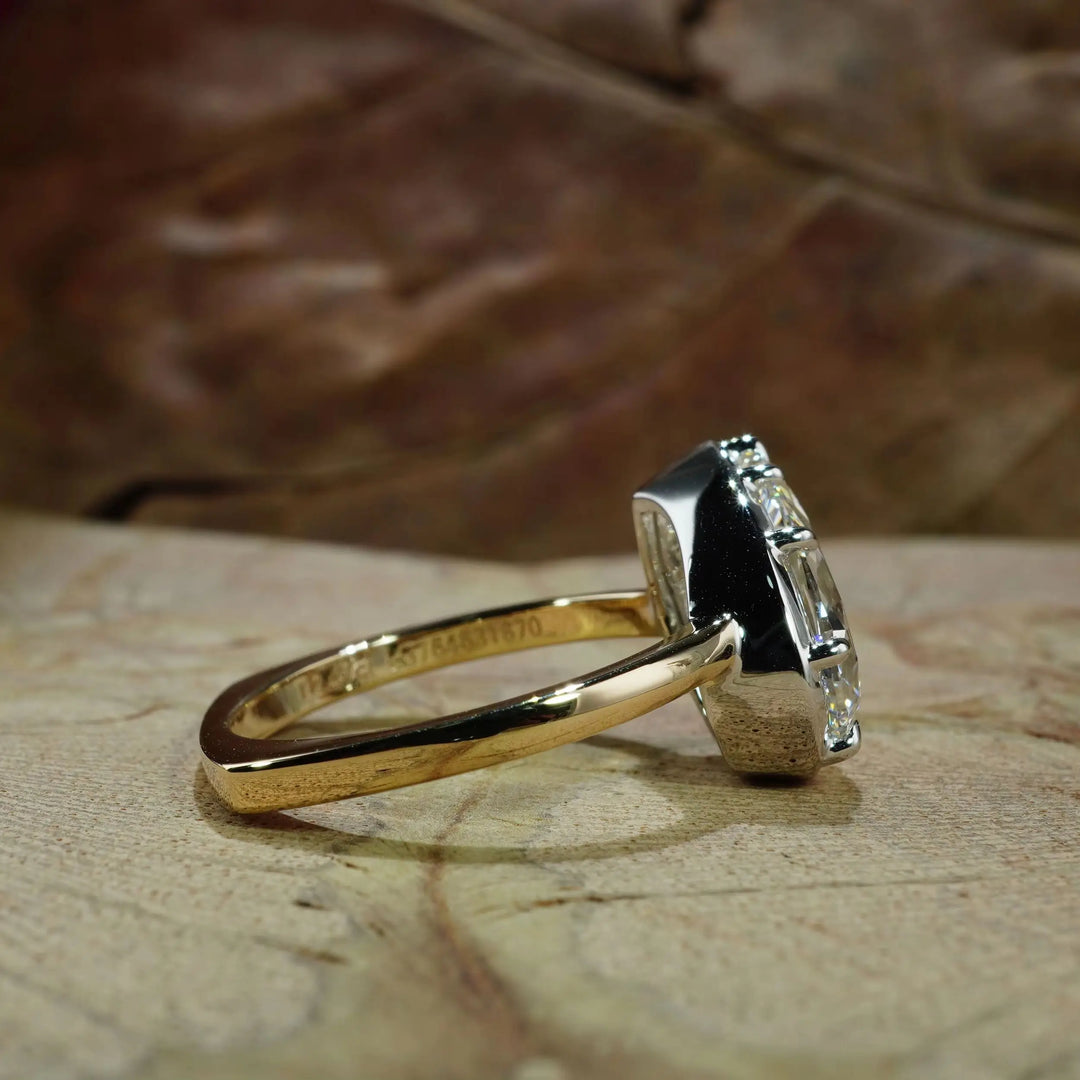 Anillo de Diamante Cultivado en Laboratorio de 3.0ct con Corte Pera, Certificado IGI, E VS1 CVD, Anillo de Oro Amarillo y Blanco de 18K para Mujer, Joyería de Boda