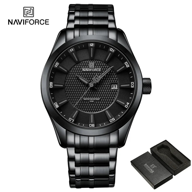Reloj de pulsera para hombre NAVIFORCE, marca de lujo, fecha automática, reloj de negocios para hombre, acero inoxidable, deportivo, militar, reloj original para hombre 8032