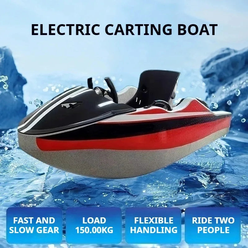 Moto Acuática Eléctrica, Jet Ski Motorizado de Doble Velocidad de 52 km/h para 2 Adultos, Carga de 150 kg y 90 Minutos de Autonomía para Deportes Acuáticos y Esquí