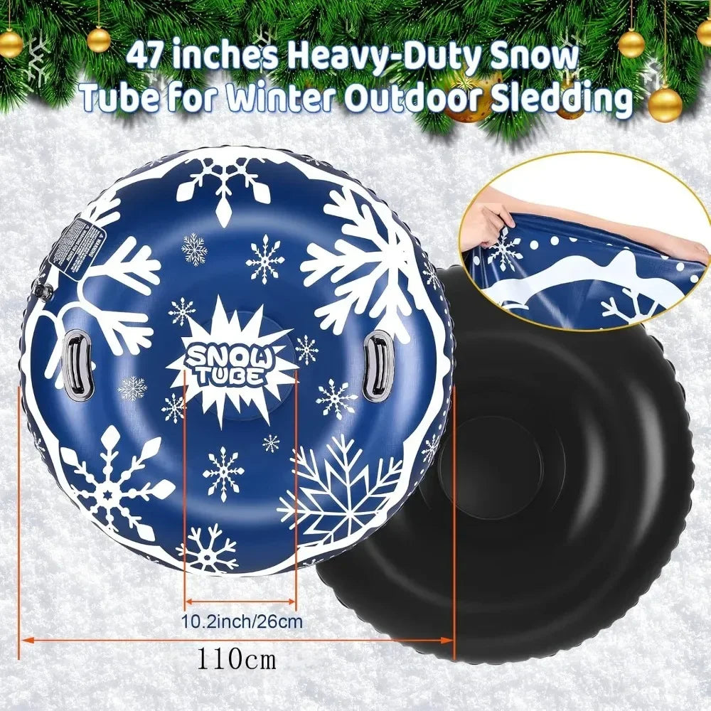 Tubo de trineo de nieve inflable de PVC de 120 cm, con asas cómodas y resistente al desgaste, ideal para trinear en invierno, flotar en el agua y practicar deportes al aire libre.