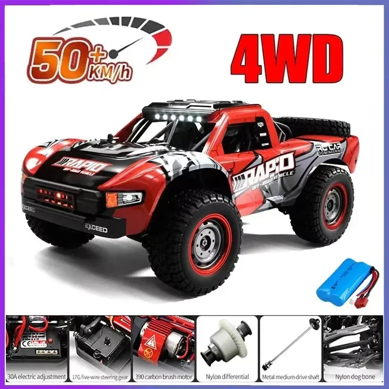 Coche teledirigido SCY16101 16102 de alta velocidad 70 km/h, coche teledirigido con tracción a las cuatro ruedas para niños, motor sin escobillas con LED