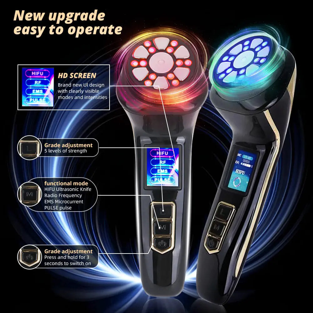 Máquina HIFU 4 en 1, Dispositivo de Lifting Facial con Ultrasonido y Radiofrecuencia, EMS, Reafirmante, Tensor, Antiarrugas, Herramientas de Belleza para el Cuidado Facial