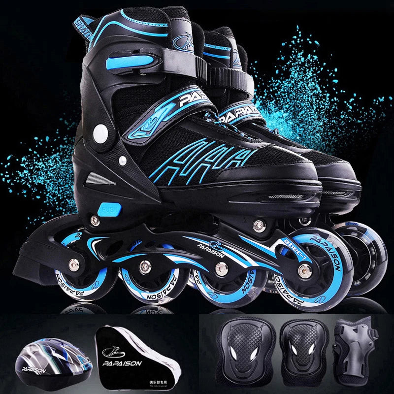 Patines en Línea Ajustables de Talla 27-44 para Principiantes, Niños y Niñas, con Luces, 4 Ruedas, Juego de Zapatos de Patinaje, Zapatillas de Patinaje para Adultos