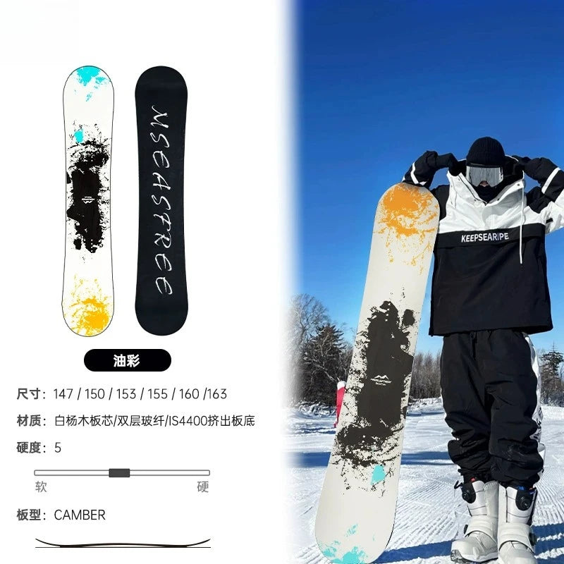 Tabla de snowboard, tabla individual, pizarra pequeña, fijador de snowboard, raqueta de nieve, campo de nieve, tabla de snowboard lisa para esquiar.