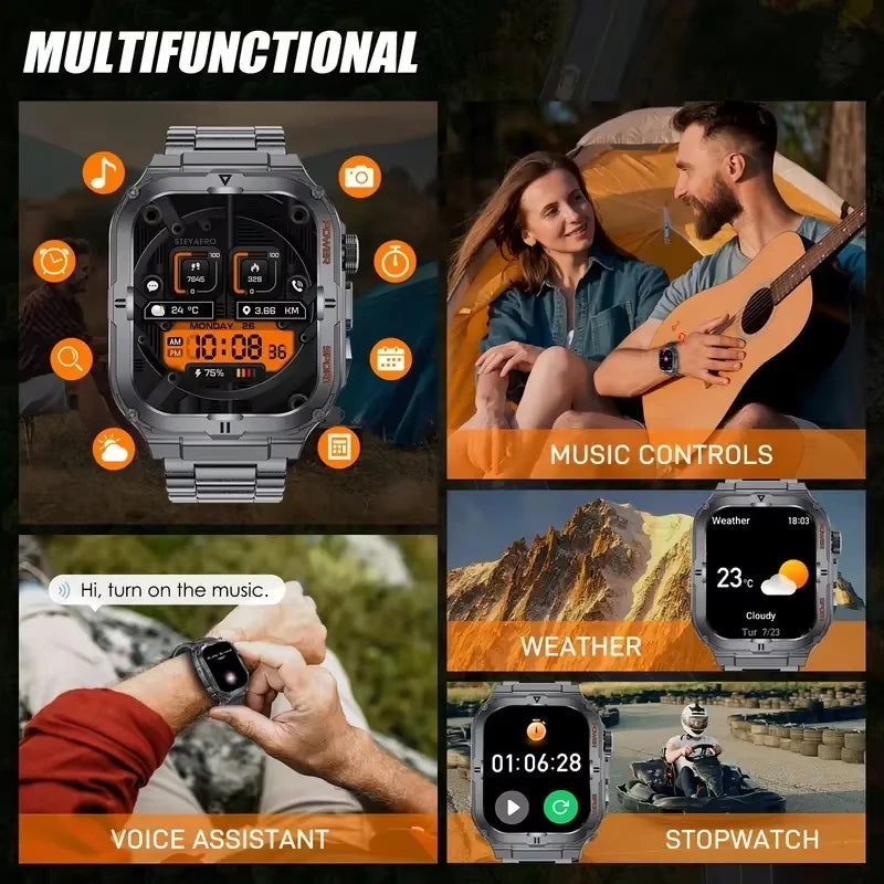 Reloj inteligente para hombre 2026, linterna LED, resistente al agua IP68, reloj deportivo para exteriores, monitoreo de salud, rastreador de actividad física para iOS y Android