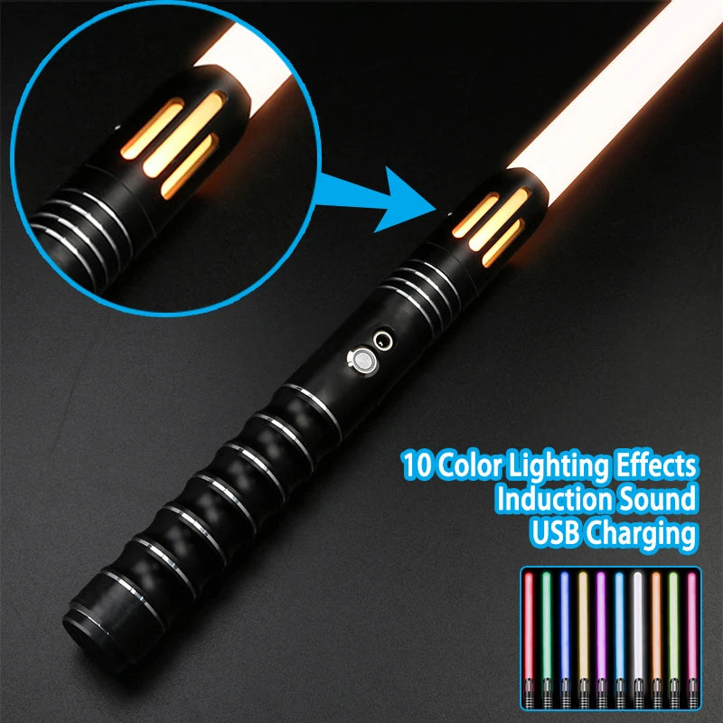 Juguete de espada láser de metal, sable de luz RGB con 7 colores, sonido, efectos Force FX, FOC Blaster, espada láser Jedi para niños, regalo