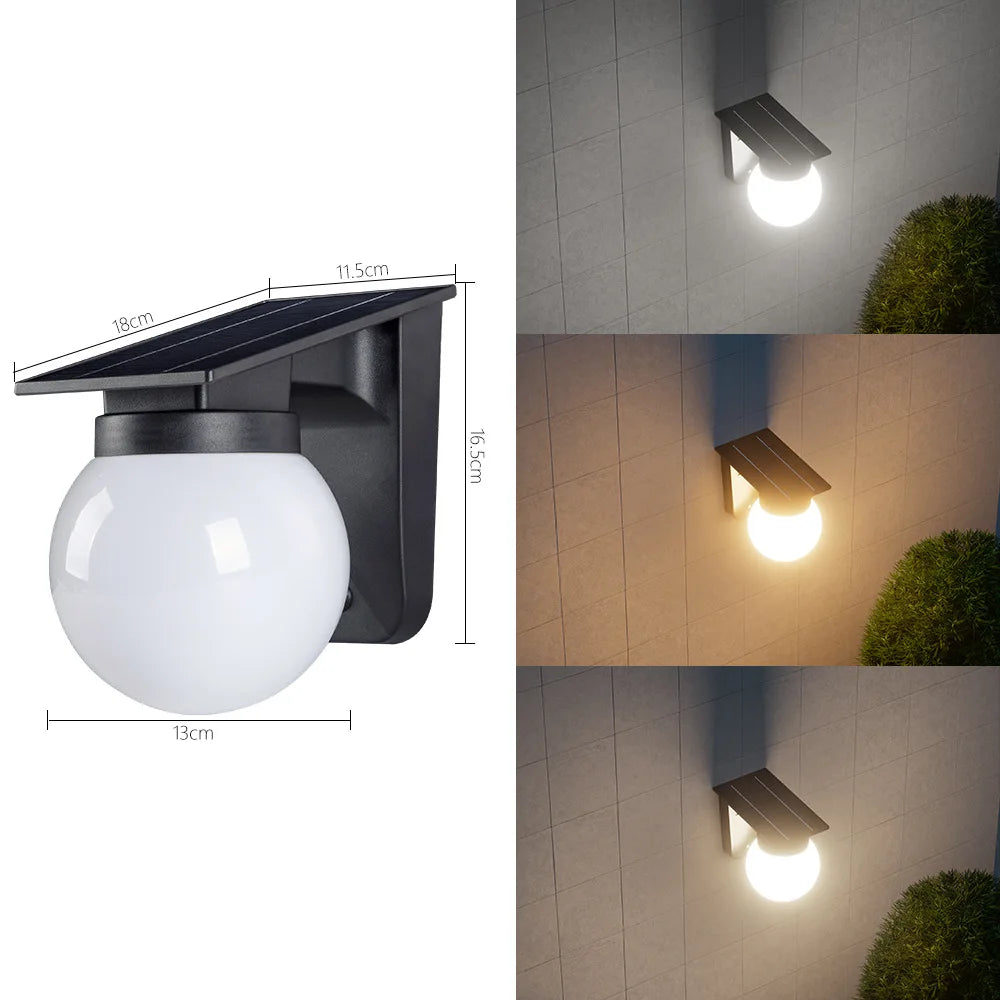 Luces solares de esfera para pared, impermeables IP65, lámparas de bola redonda para jardín, valla, patio, caminos y decoración de ambiente