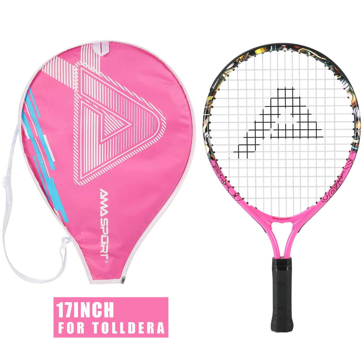 Raquetas de tenis AMASPORT para niños pequeños de 17 pulgadas con bolsa de cubierta para raqueta de tenis para niñas y niños