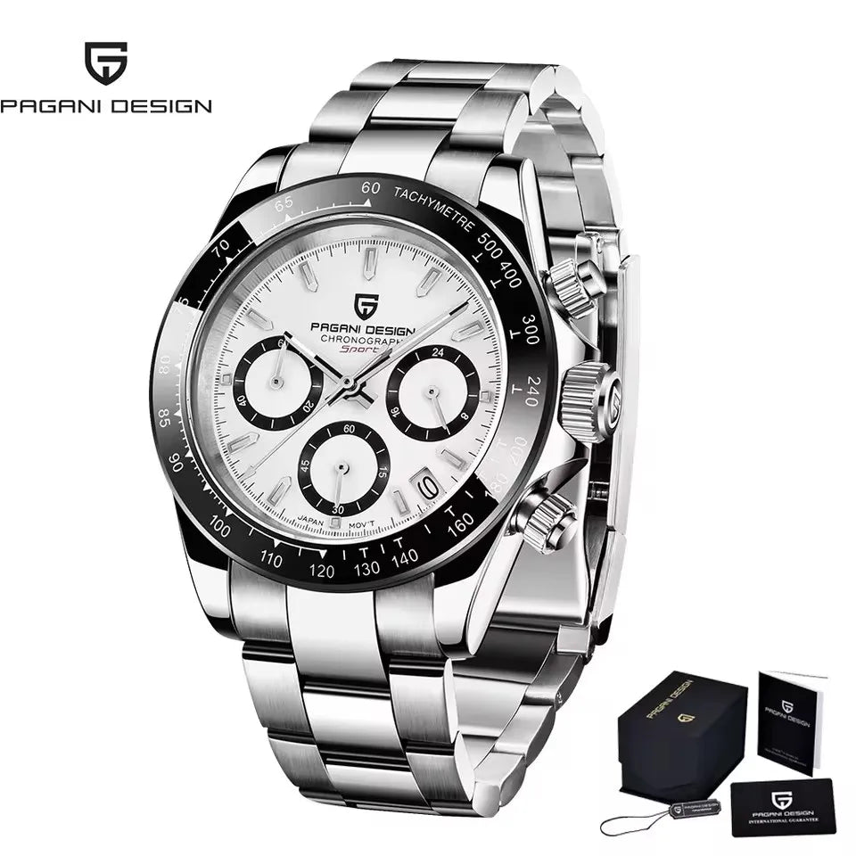40mm New V2 PAGANI DESIGN Men's Quartz Watches Sapphire Retro Chronograph Stainless Steel Waterproof Watch Men Relogio Masculino