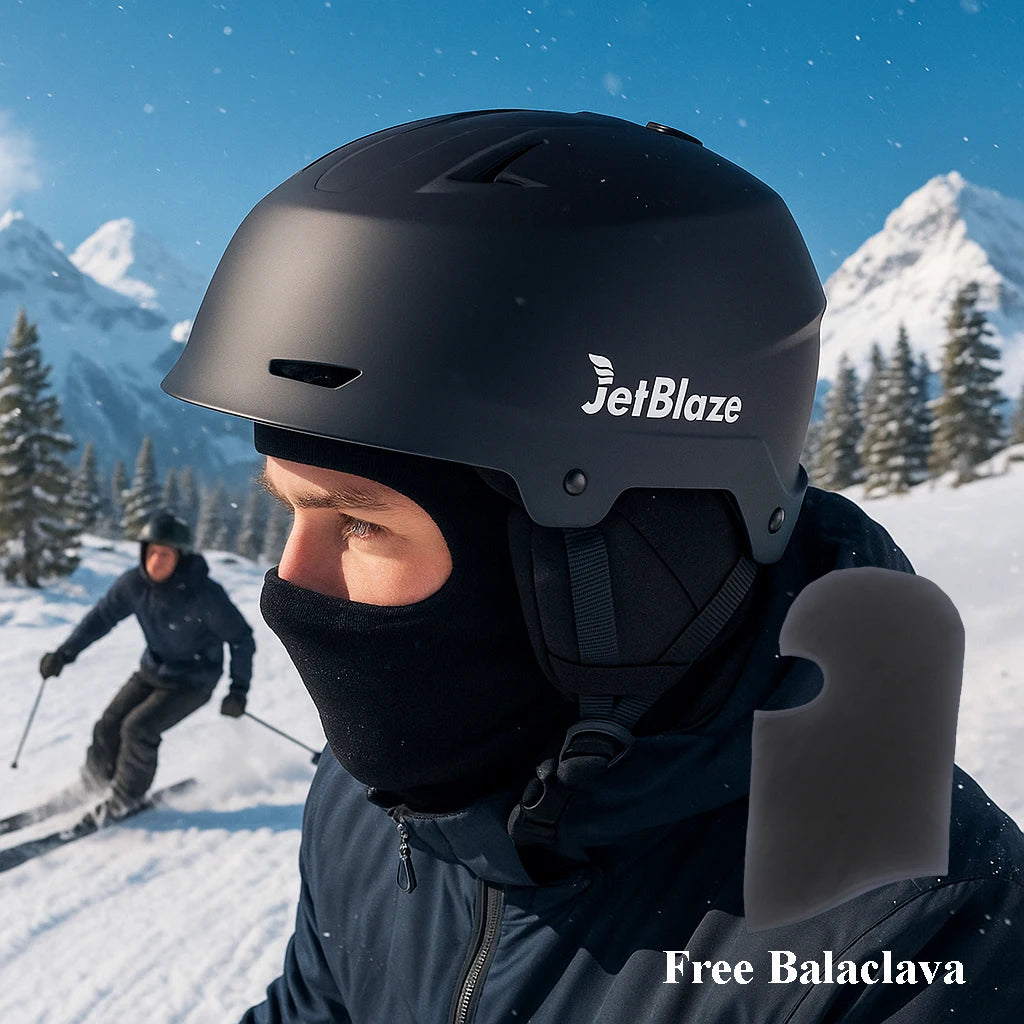Casco de esquí Jetblaze con máscara facial gratuita - Casco de snowboard unisex ajustable, ligero, con forro de ABS/PC a prueba de golpes, almohadillas para los oídos extraíbles, equipo para deportes de invierno