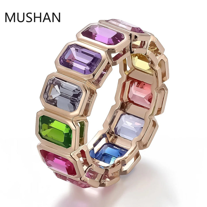 Anillos de oro de 14K y 18K de lujo personalizados de MUSHAN con diamantes de moissanita y piedras preciosas cultivadas en laboratorio, anillo de boda de diamantes para mujer