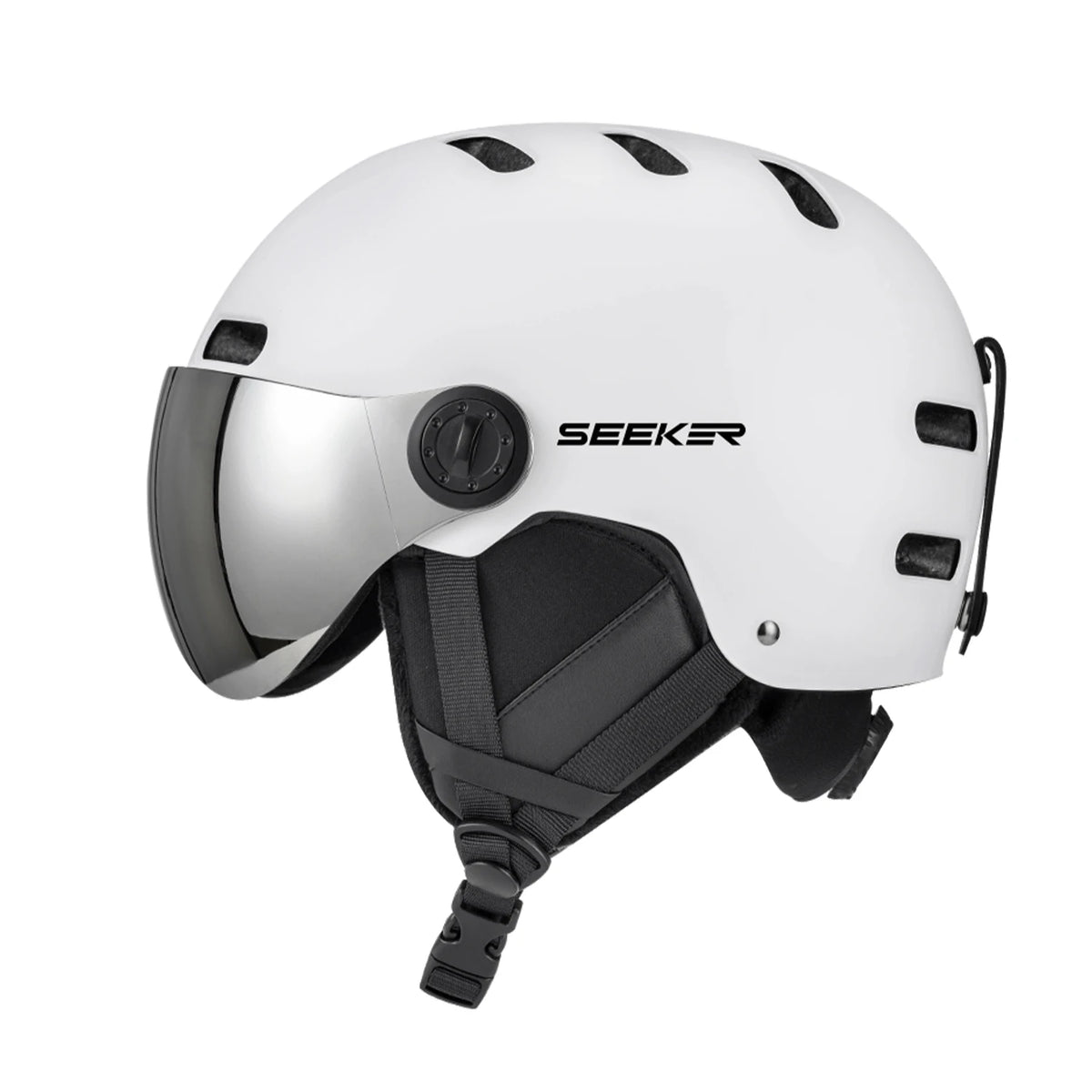 SEEKER Casco de Esquí para Deportes de Invierno, Casco con Espejo Integrado, Anti-Impacto, para Adultos, para Tabla Simple y Doble, Casco de Seguridad para Esquí al Aire Libre
