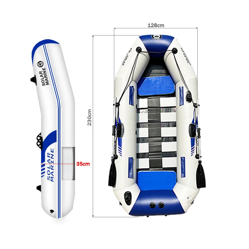 Kayak Inflable de PVC para 3 Personas, Modelo B230-1 de 230 CM, con Piso de Madera, para Pesca, con Remos y Accesorios, en Oferta
